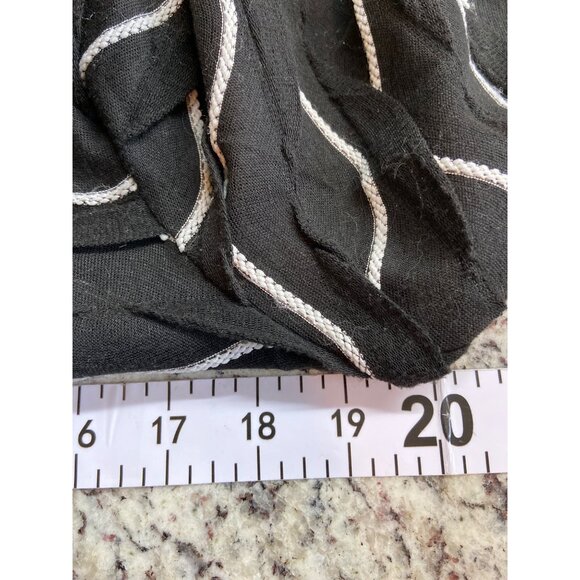 Investments Black Sheer Wavy Stripe Blouse M Mesh Artsy Retro Chic USA - Picture 6 of 7